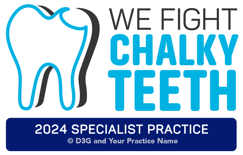 We Fight Chalky Teeth Specialist Practice Logo - Copyright D3G 2023