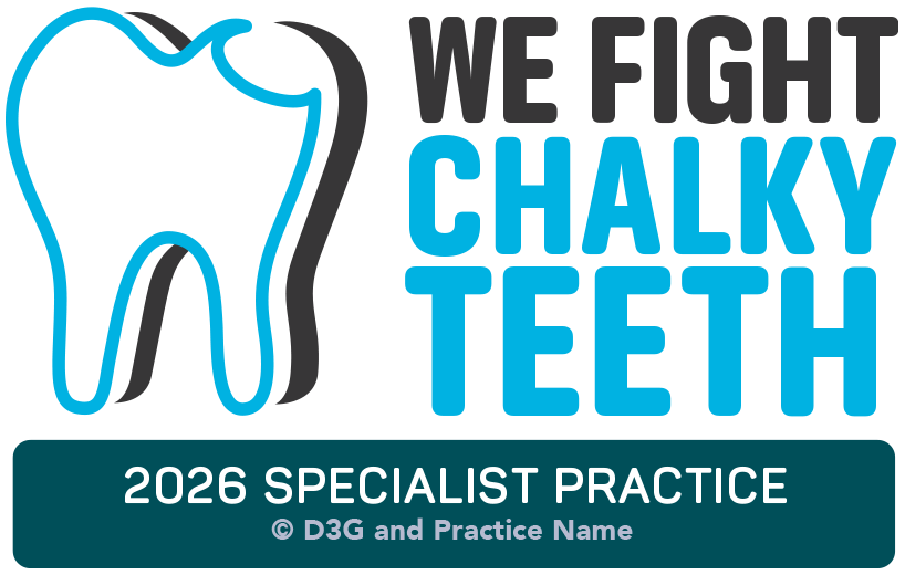 We Fight Chalky Teeth Specialist Practice Logo - Copyright D3G 2023